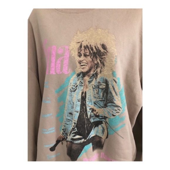 Tina Turner tan 1984 Private Dancer graphic print Concert sweatshirt size large - Picture 5 of 14